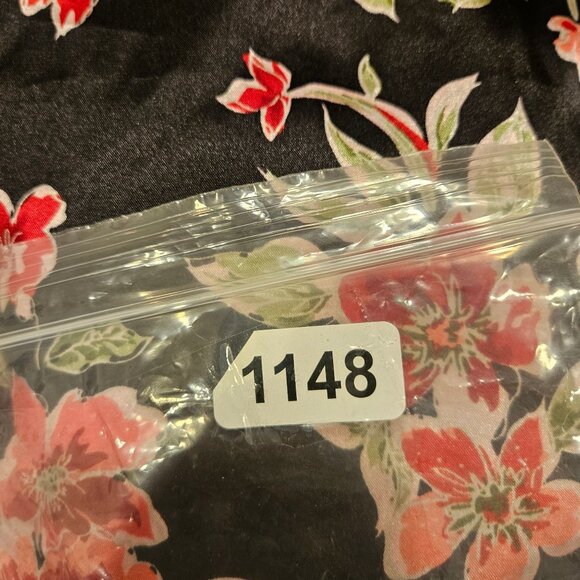 Addona Satin Robe Women XL Floral Black pink red Satin tie sexy hibiscus leisure - Picture 12 of 12